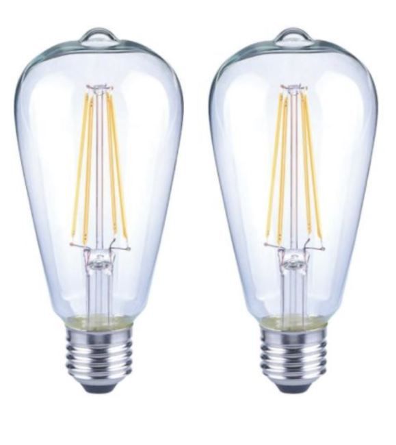 Photo 1 of 40-Watt ST19 Dimmable Clear Vintage Edison LED Light Bulb, Daylight, 2 Pack
