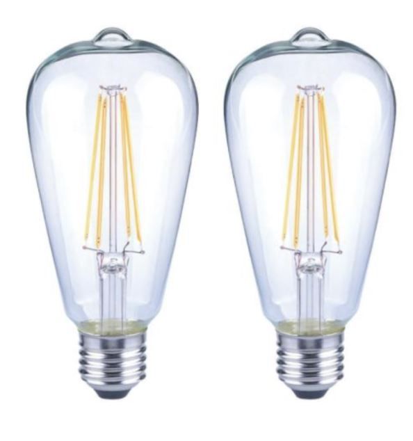 Photo 1 of 40-Watt ST19 Dimmable Clear Vintage Edison LED Light Bulb, Daylight, 2 Pack
