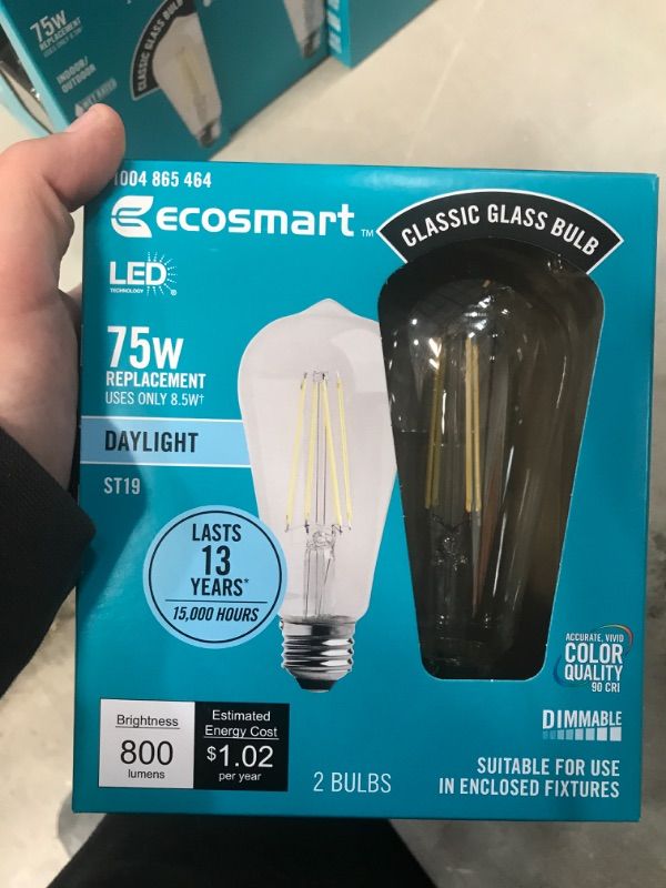 Photo 2 of 75-Watt ST19 Dimmable Clear Vintage Edison LED Light Bulb, Daylight, 2 Pack
