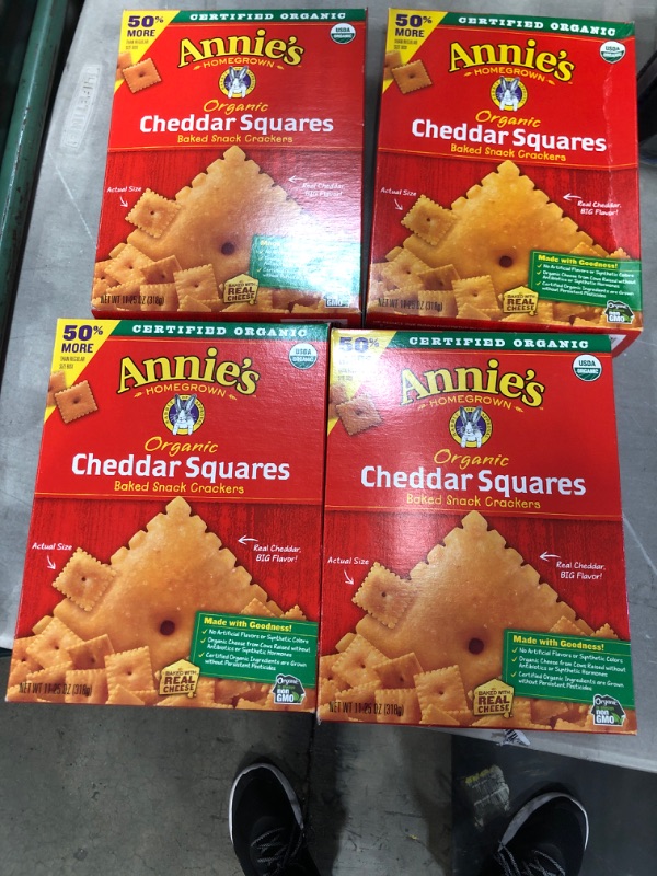 Photo 3 of  best by 03/16/2022  4 boxes Annie's Organic Cheddar Squares Baked Snack Crackers, 11.25 oz