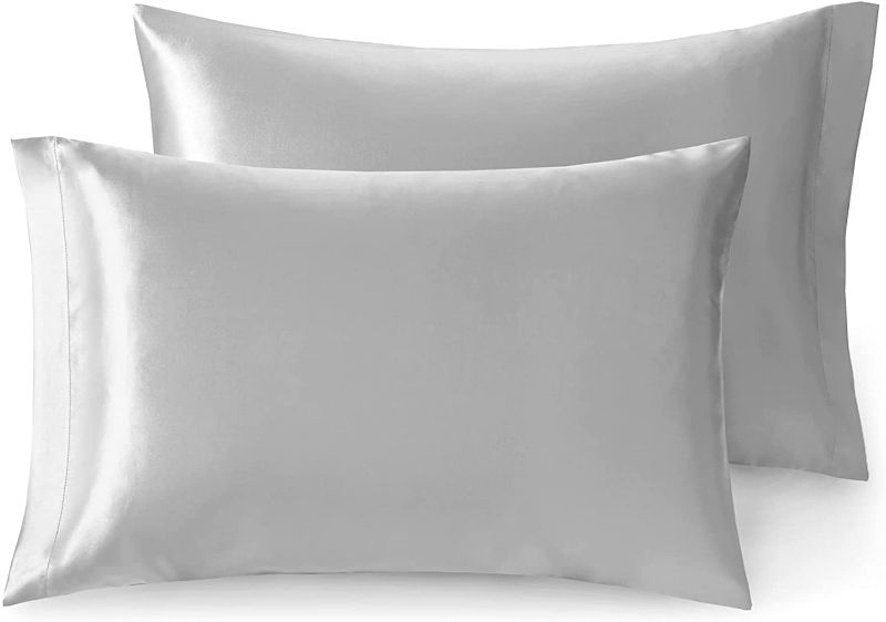 Photo 2 of  non refundable set of 3 total 6 pillow casesSatin Pillowcase for Hair and Skin (Dark Gray, 20x30 inches) Slip Pillow Cases Queen Size Set of 2 - Satin Cooling Pillow Covers with Envelope Closure