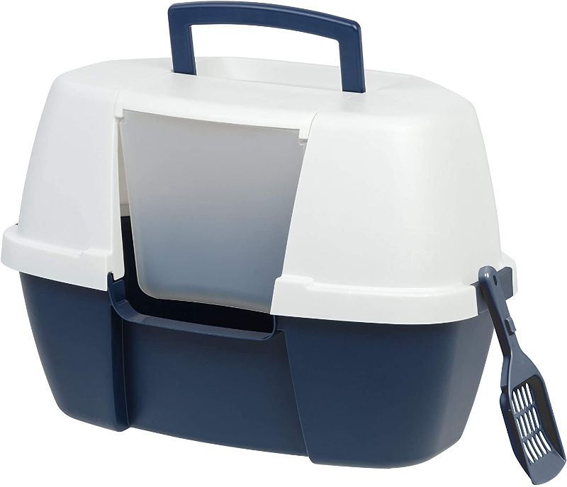 Photo 1 of IRIS USA Large Hooded Corner Litter Box with Scoop