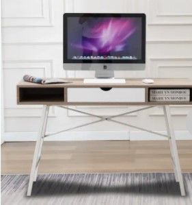 Photo 1 of Canmov Computer Desk 43.3-in Off-white Modern/Contemporary Oak Computer Desk
