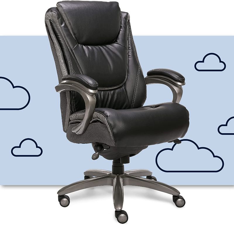 Photo 1 of Serta Big and Tall Smart Executive Office ComfortCoils, Ergonomic Computer Chair with Layered Body Pillows, Big & Tall, Black and Gray 33"D x 27.25"W x 48"H

