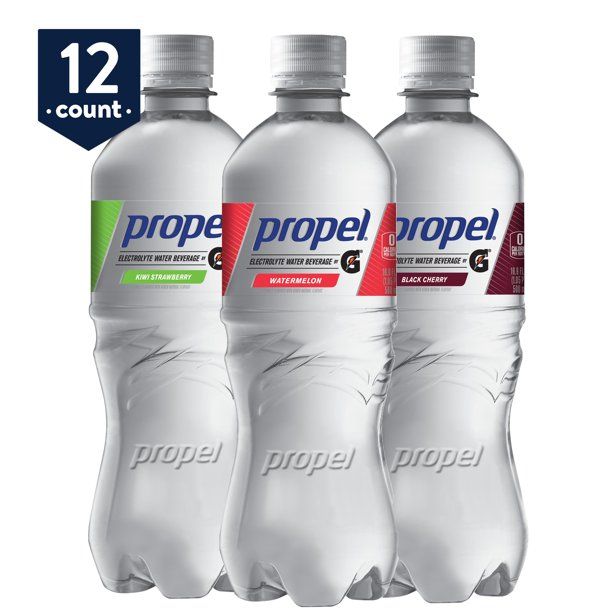 Photo 1 of  Propel, 3 Flavor Variety Pack, Zero Calorie Water Beverage with Electrolytes & Vitamins C&E, 24 oz Bottles (Pack of 12)
Best by 01/02/22