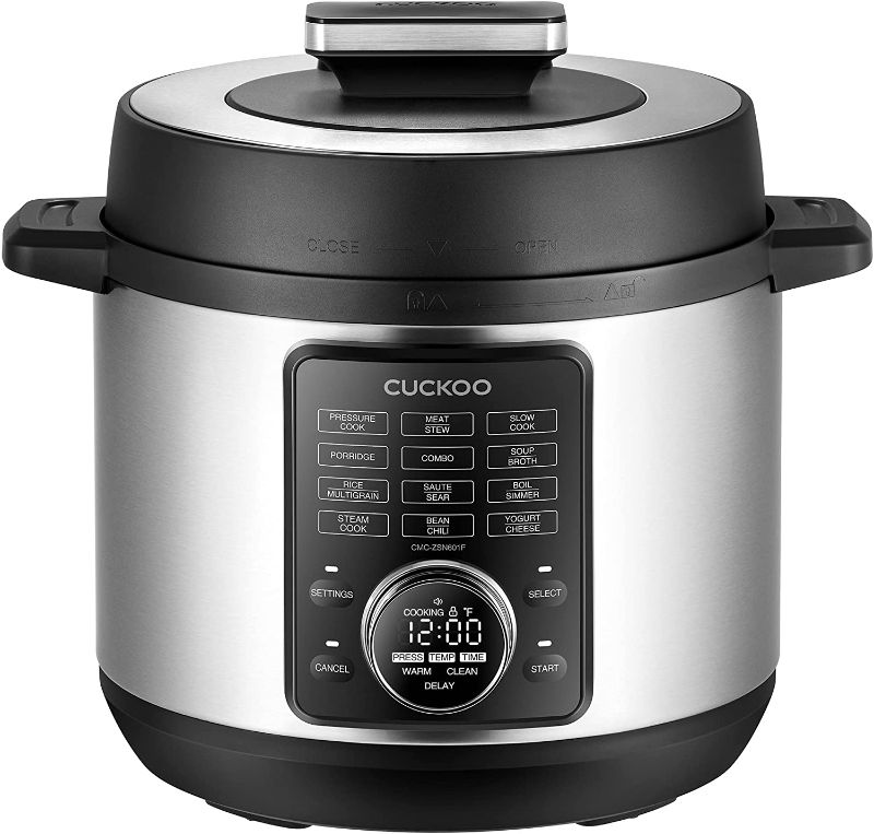 Photo 1 of Cuckoo CMC-ZSN601F 8-in-1 Electric Pressure Cooker, Slow Cooker, Sauté, Steamer, Warmer, Sous Vide, 20 Menu Options, Stainless Steel Inner Pot, 6 QT, Black

//powers on
