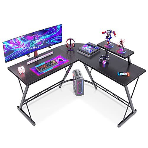 Photo 1 of Casaottima L Shaped Desk, 51" Gaming Desk, Computer Desk, L Desk, Home Office Desk with Round Corner with Large Monitor Stand Workstation,Black
