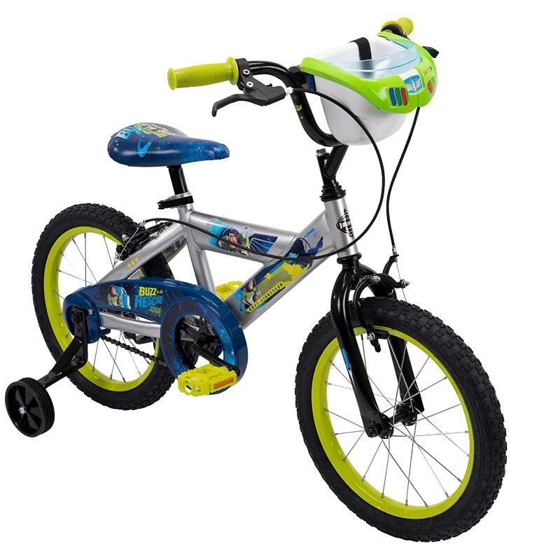 Photo 1 of Huffy 16" Disney/Pixar Toy Story Boys Bike, Handlebar Bin, Lime Green
Handlebar stem is broken off 
