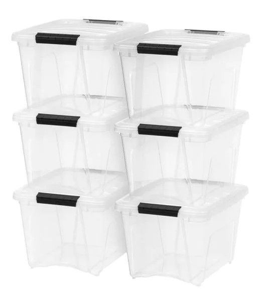 Photo 1 of 19 Qt. Stack and Pull Storage Box in Clear (6-Pack)
