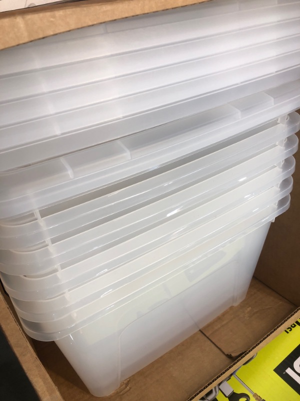 Photo 2 of 19 Qt. Stack and Pull Storage Box in Clear (6-Pack)
