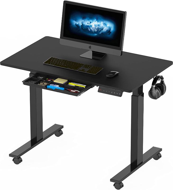 Photo 1 of SHW Electric Height Adjustable Mobile Standing Desk, Black