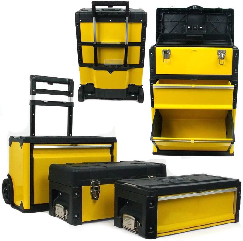 Photo 1 of 3-in-1 Rolling Tool Box with Wheels, Foldable Comfort Handle, and Removable Sections – Toolbox Organizers and Storage by Stalwart