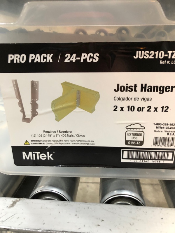 Photo 2 of 2 x 10 or 2 x 12  Joist Hanger (24-Pack)
jus210-tzbk
