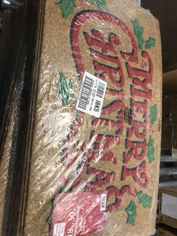 Photo 1 of 5 pack- Home Accents Holiday Merry Christmas Tradition Faux Coir 18 in. x 30 in. Holiday Door Mat