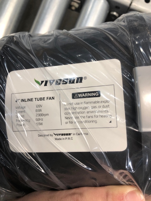 Photo 3 of VIVOSUN Ventilation Kit 4 Inch 190 CFM Inline Fan with Speed Controller, 4 Inch Carbon Filter and 8 Feet of Ducting for Grow Tent