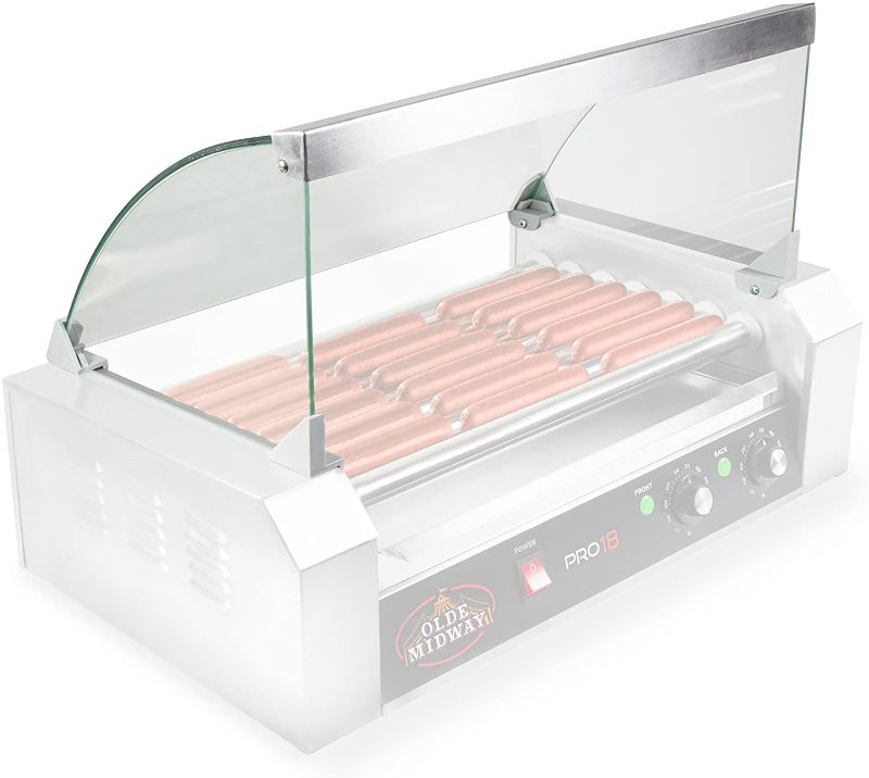 Photo 2 of GLASS ONLY
Olde Midway PRO18 Electric Grill Cooker Machine, 18 Hot Dog 7 Roller with Cover, Commercial Grade, Stainless Steel
