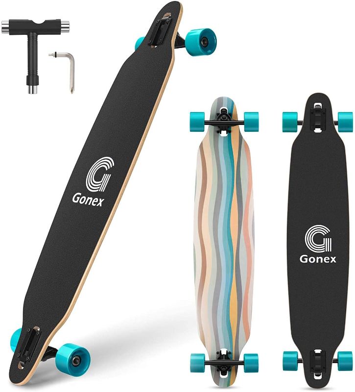 Photo 1 of Gonex Longboard Skateboard, 42 Inch Drop Through Long Board Complete 9 Ply Maple Cruiser Carver for Girls Boys Teens Adults Beginners
