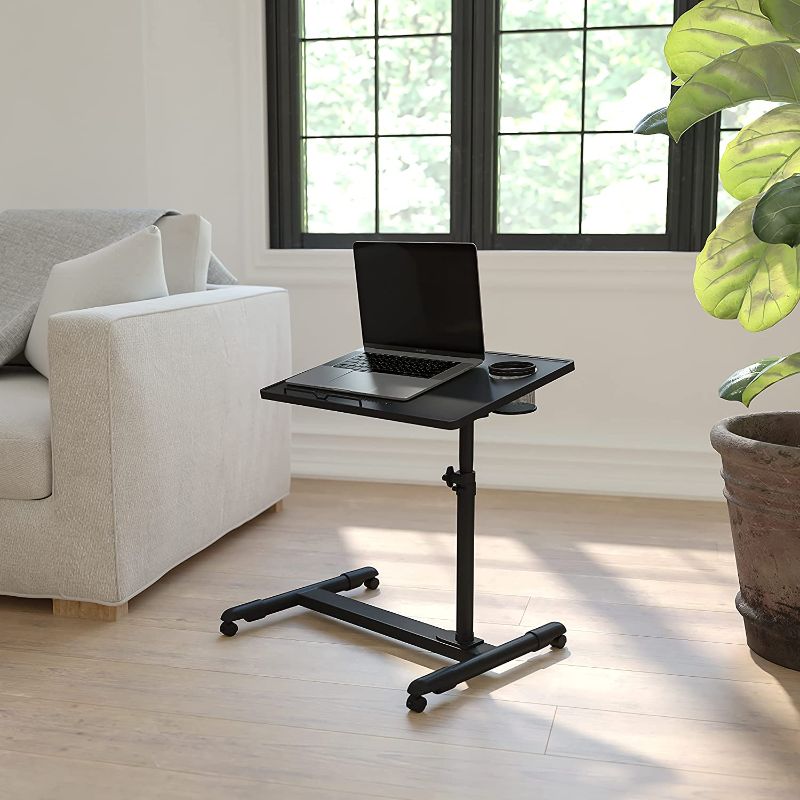 Photo 1 of Flash Furniture Black Adjustable Height Steel Mobile Computer Desk
