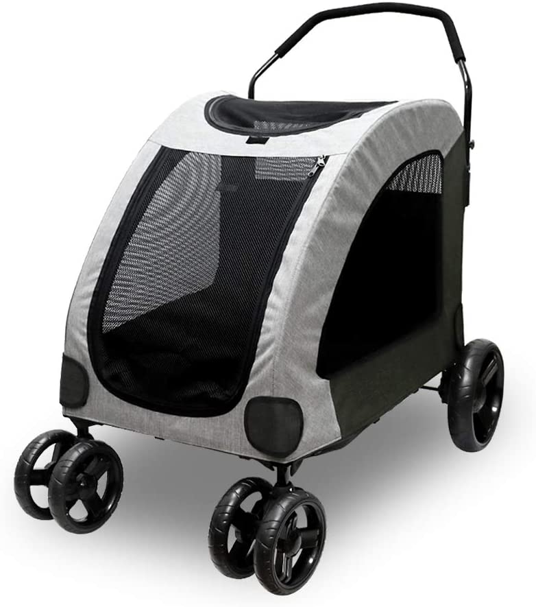 Photo 1 of ***MISSING WHEEL***Petbobi Dog Stroller for Large Pet Jogger Stroller for 2 Dogs Breathable Animal Stroller with 4 Wheel and Storage Space Pet Can Easily Walk In/Out Travel up to 120 lbs
