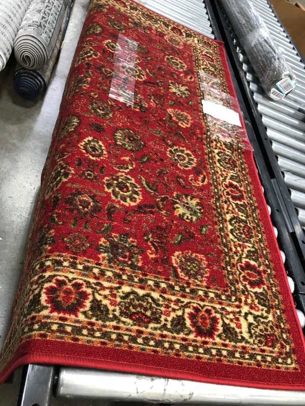 Photo 2 of Ottomanson Ottohome Collection Persian Oriental Design Rubber Backed Area Rug, 5'X3' Dark Red