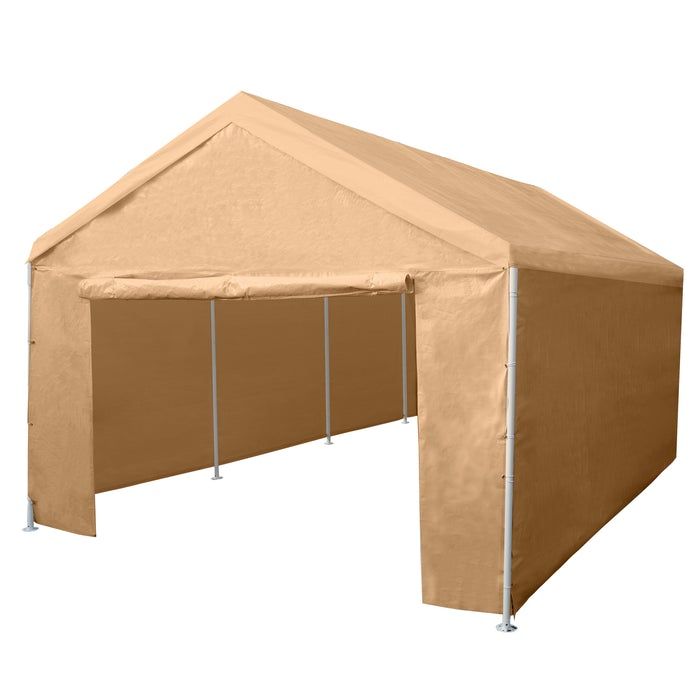 Photo 1 of 12' x 20' Heavy Duty Carport Garage with Removable Sidewall - Beige
