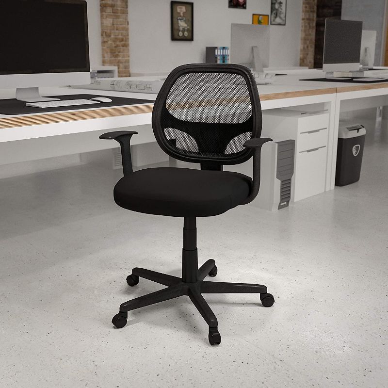 Photo 1 of Flash Furniture Flash Fundamentals Mid-Back Black Mesh Swivel Ergonomic Task Office Chair with Arms