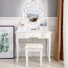 Photo 1 of Costway Vanity Table Set Makeup Dressing Table Kids Stool Mirror
