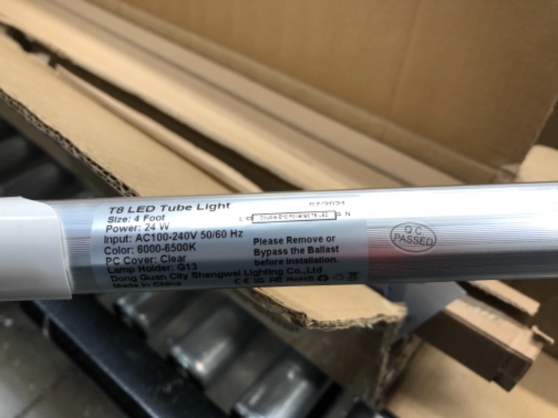 Photo 3 of JESLED T8 T12 4FT LED Tube Light Bulbs, 24W 6000K-6500K, 3000LM, 48 Inch LED Replacement for Flourescent Tubes, Ballast Bypass, Dual-end Powered, Clear, 4 Foot Garage Warehouse Shop Lights (12-Pack)
