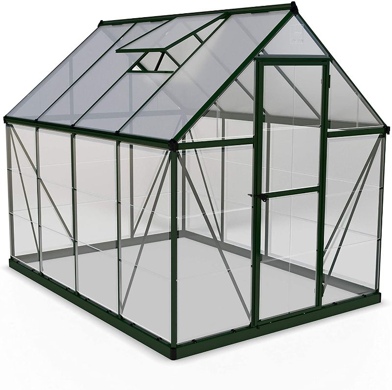 Photo 1 of **INCOMPLETE*** Palram 6x8 Hybrid Hobby Greenhouse, 6' x 8' x 7', Forest Green
