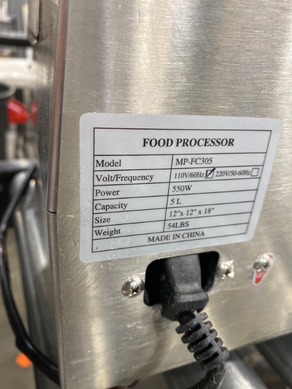 Photo 3 of ***PARTS ONLY*** VEVOR 110V Commercial Food Processor 5L Capacity 750W Electric Food Cutter Mixer 1400RPM Stainless Steel Processor Perfect for Vegetables Fruits Grains Peanut Ginger Garlic
