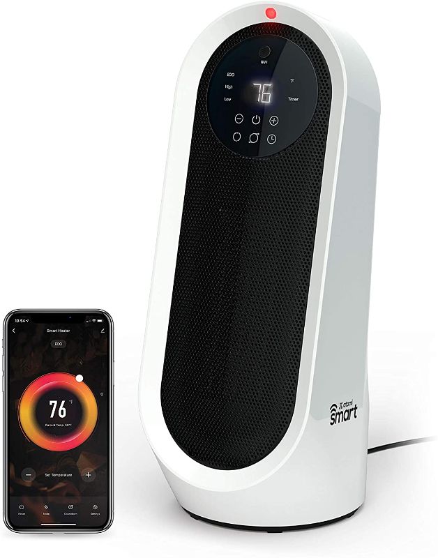 Photo 1 of Atomi Smart WiFi Portable Tabletop Space Heater - 2nd Gen, 1500W, Oscillating, 750 Sq. Ft. Coverage, Works with Alexa & Google Assistant, Beeping Sound Removed
