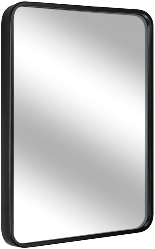 Photo 1 of 24 x 36” Black Bathroom Mirror for Wall, Metal Frame Rectangle Mirror, Wall-Mounted Mirror Hangs Horizontal Or Vertical
