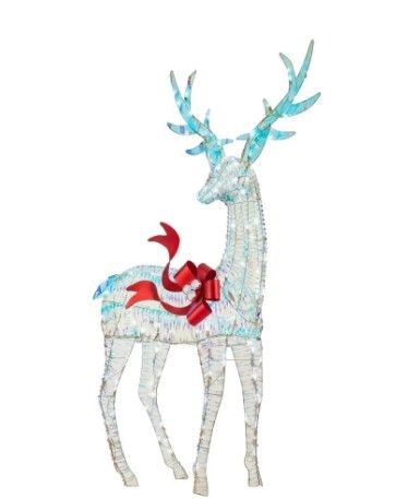 Photo 1 of 6 ft 90-Light White Sparkle Iridescent Reindeer Buck Yard Sculpture
