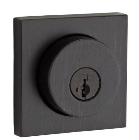 Photo 1 of 158 Series Square Contemporary Venetian Bronze Single Cylinder Deadbolt Featuring SmartKey Security
