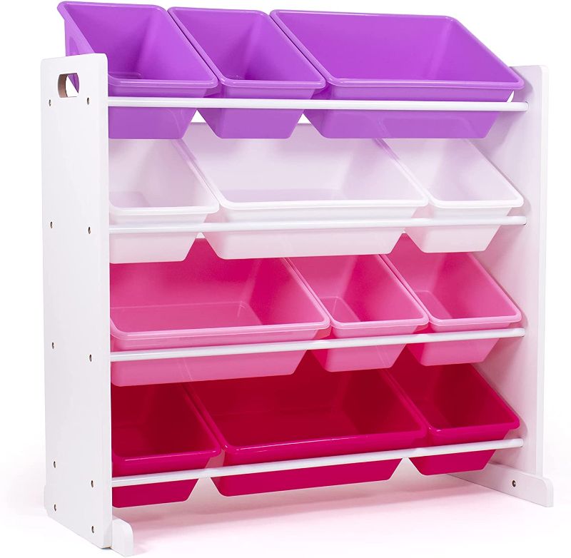 Photo 1 of Humble Crew Kids' Toy Storage Organizer with 12 Plastic Bins, Pink&Purple, White/Purple/Pink
