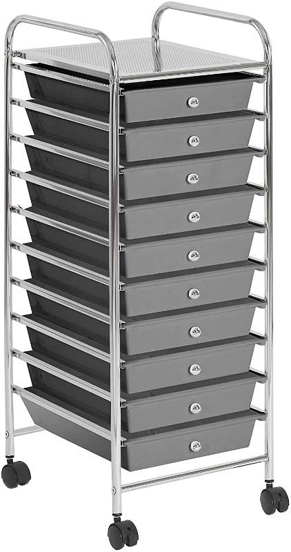 Photo 1 of Urban Shop 10 Drawer Rolling Storage Cart, Grey
