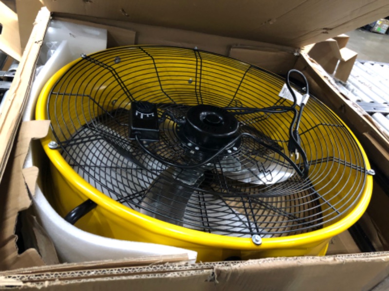 Photo 2 of Simple Deluxe HIFANXDRUM24 24 Inch Heavy Duty Metal Industrial Drum Fan, 3 Speed Air Circulation for Warehouse, Greenhouse, Workshop, Patio, Factory and Basement - High Velocity , Yellow
