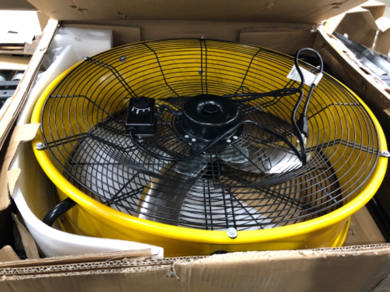 Photo 3 of Simple Deluxe HIFANXDRUM24 24 Inch Heavy Duty Metal Industrial Drum Fan, 3 Speed Air Circulation for Warehouse, Greenhouse, Workshop, Patio, Factory and Basement - High Velocity , Yellow
