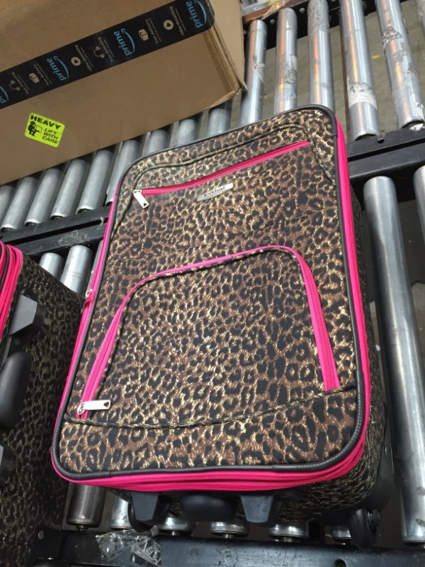 Photo 4 of *Rockland Deluxe Pink Leopard Perfect Combination 3-piece Expandable Luggage Set 
 