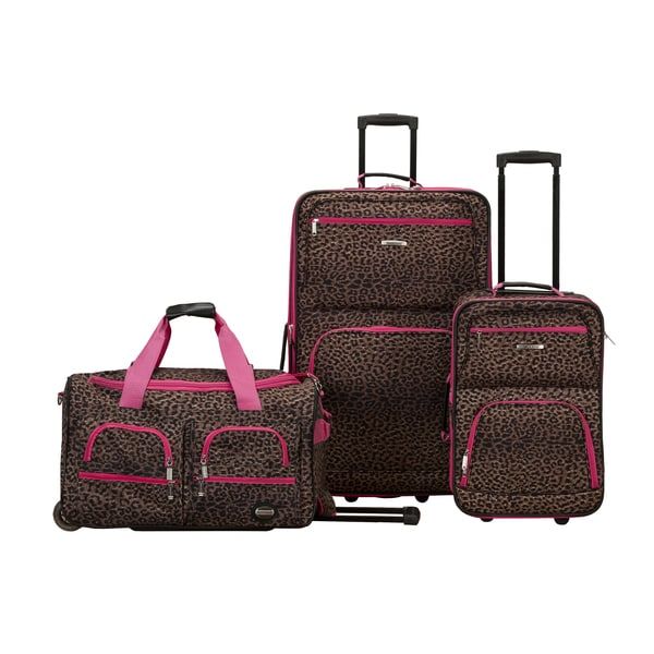 Photo 1 of *Rockland Deluxe Pink Leopard Perfect Combination 3-piece Expandable Luggage Set 
 