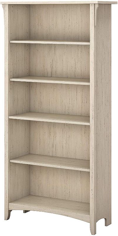 Photo 1 of Bush Furniture Salinas 5 Shelf Bookcase in Antique White
