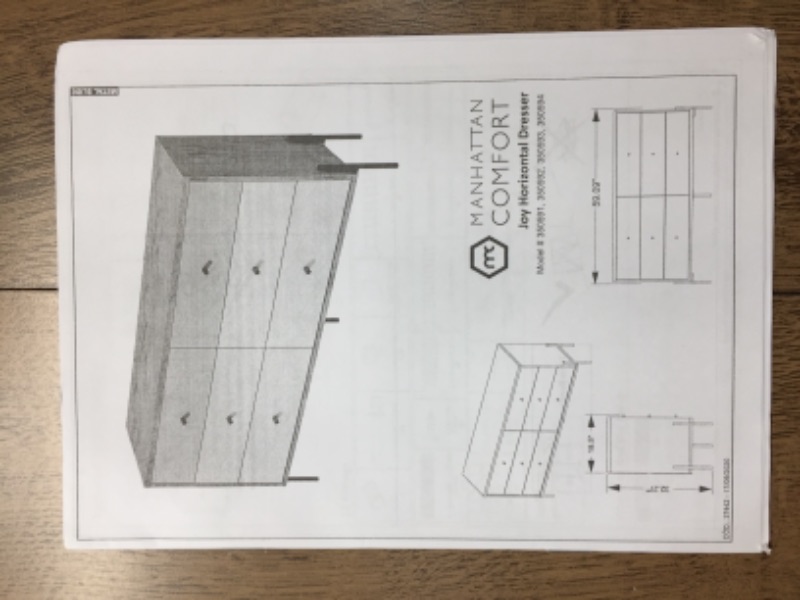 Photo 4 of *SIMILAR* Manhattan Comfort Joy Series 2 Tone 6 Drawer Bedroom Dresser, Off-White  ***MISSING 1 BOX***
