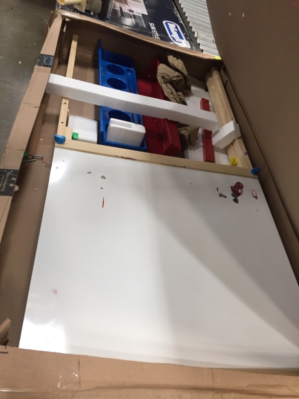 Photo 2 of Melissa & Doug Deluxe Standing Art Easel - Dry-Erase Board, Chalkboard, Paper Roller

//USED// DIRTY// LOOSE HARDWARE
