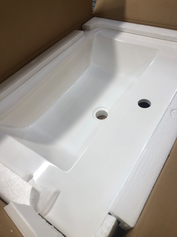 Photo 3 of (SINK ONLY) Mezzo 30 in. Modern Wall Hung Bath Vanity in White with Vanity Top in White with White Basin
