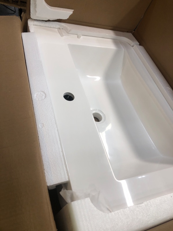 Photo 2 of (SINK ONLY) Mezzo 30 in. Modern Wall Hung Bath Vanity in White with Vanity Top in White with White Basin
