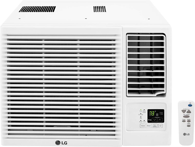 Photo 1 of LG LW1216HR 11,500/12,000 230V Window-Mounted Air Conditioner with 9,200/11,200 BTU Supplemental Heat Function, 12000, White
