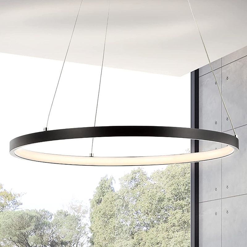 Photo 1 of JONATHAN Y JYL7202A Bradley 15.7" Round Integrated LED Metal Chandelier, Matte Black
