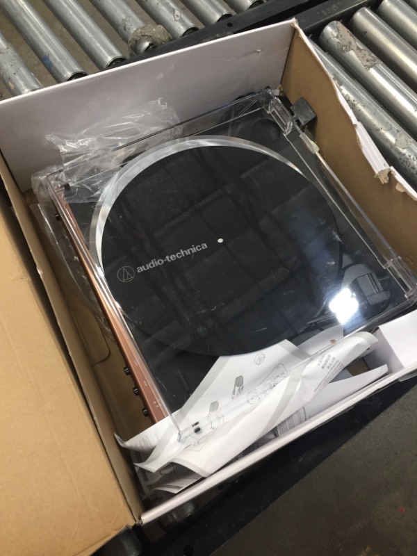Photo 1 of Audio-Technica At-LP60X-BW Fully Automatic Belt-Drive Stereo Turntable, Hi-Fi, 2 Speed, Dust Cover, Anti-Resonance, Die-Cast Aluminum Platter Brown
