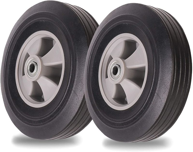 Photo 1 of (4-Pack) AR-PRO 10''x2'' Flat Free Solid Rubber Replacement Tires (4.10/3.50-4") - Flat-Free Tires for Hand Trucks and Wheelbarrows with 10” Tires with 5/8" Axles
