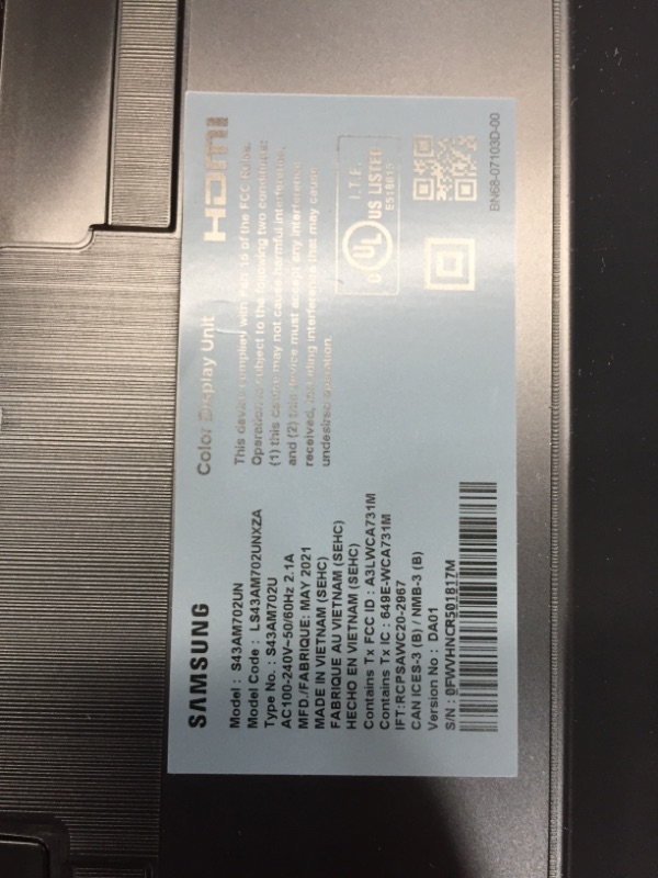 Photo 4 of SAMSUNG 43 Inch 4K Smart Monitor, UHD Monitor, Computer Monitor, Smart TV Apps, Microsoft 365, 4K UHD Display, Eye Saver Mode, M7 Series, M70A (LS43AM702UNXZA)
